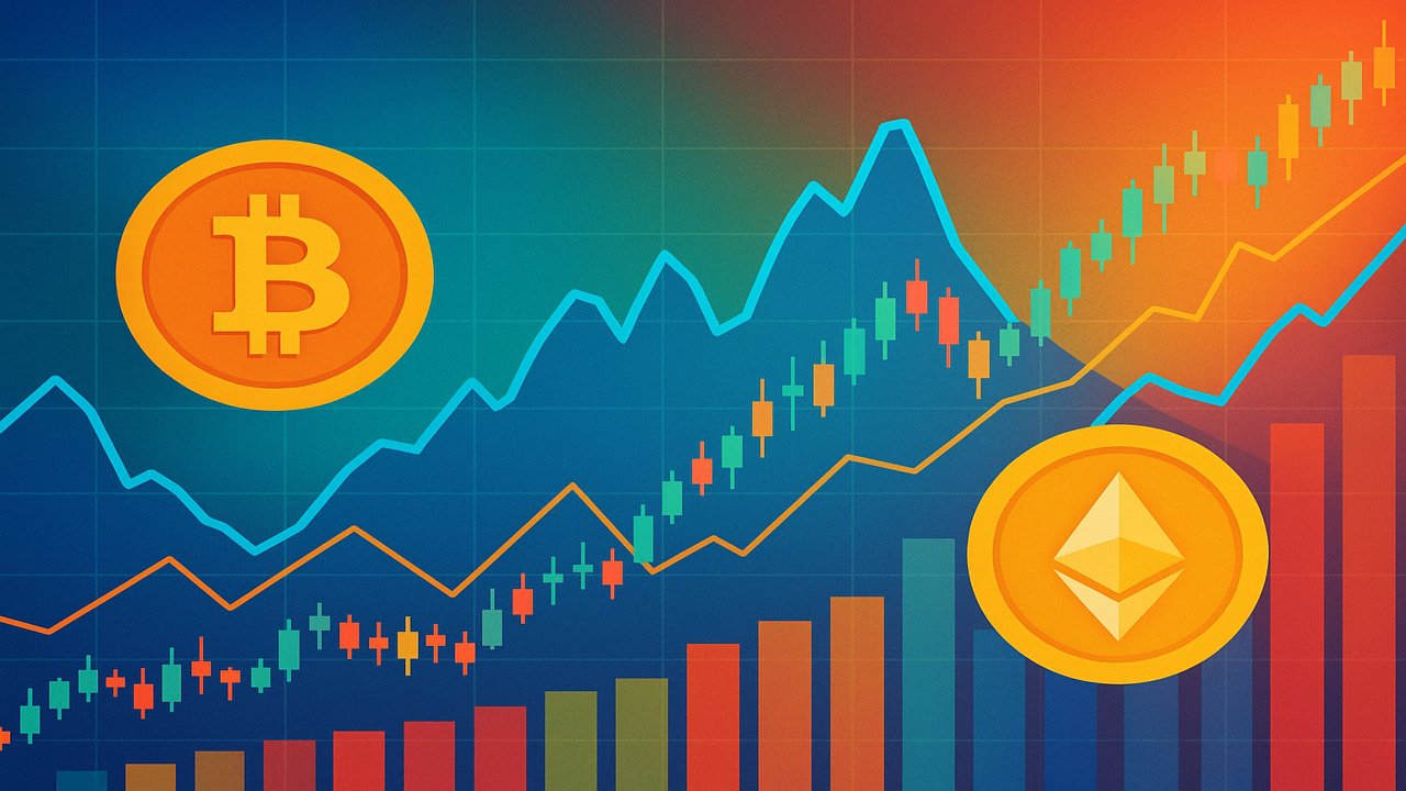 Crypto market charts with Bitcoin, Ethereum, and altcoins
